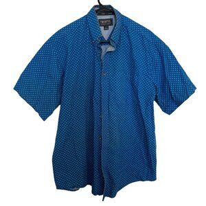 Wrangler Twenty X Mens Button Down Western Wear Shirt Large Short Sleeve Blue g2